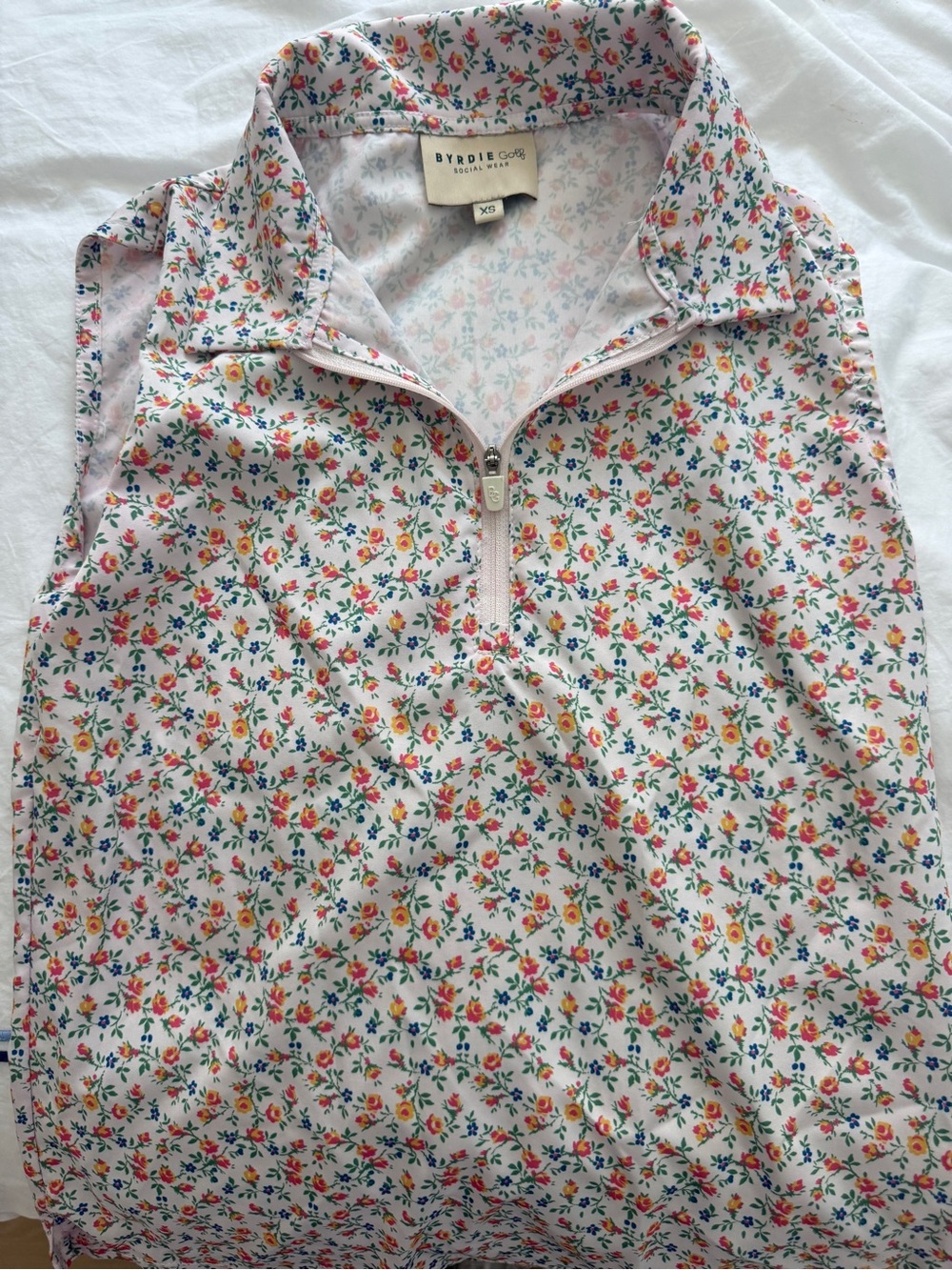 Byrd or golf social wear floral quarter-zip polo top size XS